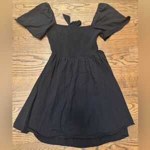 Princess Polly Black Puff Sleeve Open Back Mini Dress, size 10